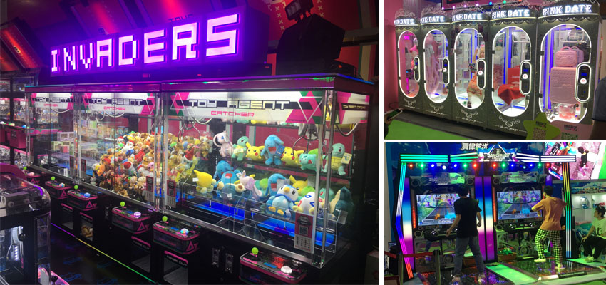 different arcade game scenes